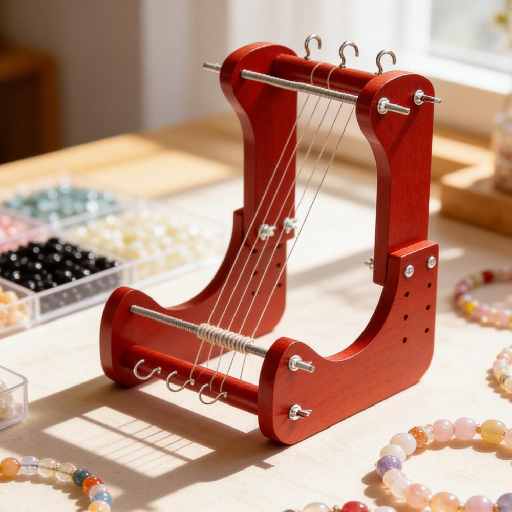 Jewelry Making Tools - Holzperlen-Webrahmen-Set mit Verstellbarer Länge, Tischwebwerkzeug für